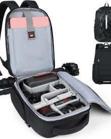 SDYSM Camera Bag Backpack Professional for DSLR SLR Mirrorless Camera Waterproof Laptop Back Pack 14 Inch with Rain Cover Anti Theft Travel Case Large Capacity Photography Backpack Black